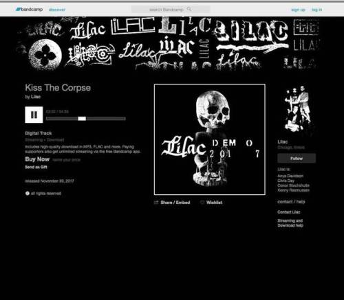 Have you not seen lilac play yet? do you find yourself asking, “what does Lilac sound like?” or thinking, “Gee, I wish I could listen to a Lilac song whenever I wanted to on the internet.” Well, you are in luck! I started a bandcamp page for some of...