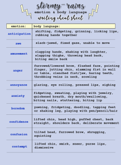 theonlysaylor:  A Writing Cheat Sheet: for linking actions with emotions.  As always, click for HD. 