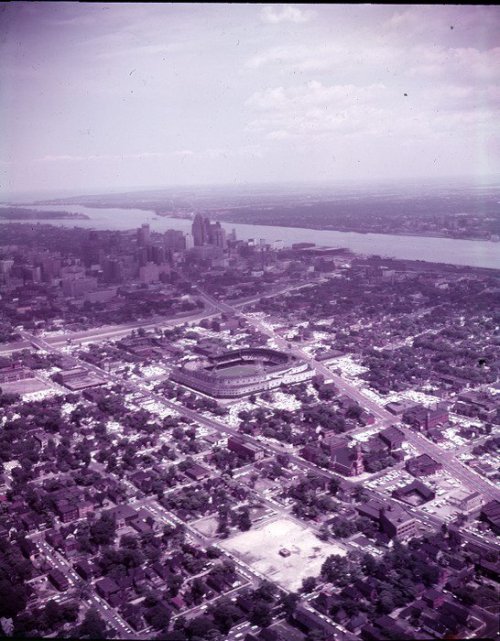 michiganpast: Detroit News Aerial View of Detroit Corktown and Briggs Stadium - July 1959 Source: WS