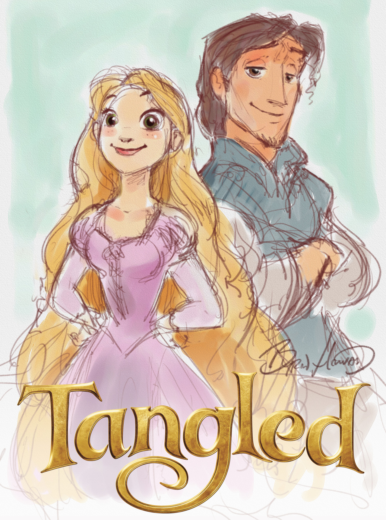 Tangled director, Byron Howard, celebrates the 5th anniversary of the film with a sketch that gleams and glows.