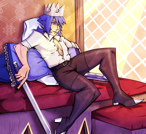 venacoeurva:  Firstly, open shirts, especially dress shirts, are a Good Look. Secondly, here’s Aqua with a sword for some reason looking lowkey royal or pirate-esque and I’ll take either tbh-Don’t reupload/edit/use without proper credit, ask first