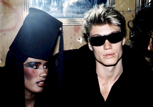 mabellonghetti:Grace Jone and Dolph Lundgren photographed by Ann Clifford, 1985