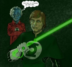 devinthewhite:  Luke Skywalker of tatooine. “You have the ability to overcome great fear.” “Welcome to the Green Lantern Corps.” Luke Skywalker inducted into the Green Lantern Corps. Nick Perks is the artist for this one. Here is his website. http://nick-
