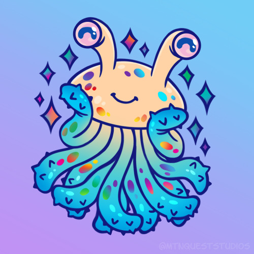 I LOVE how this flumph came out! Thinking about getting holographic stickers made of this, to show o