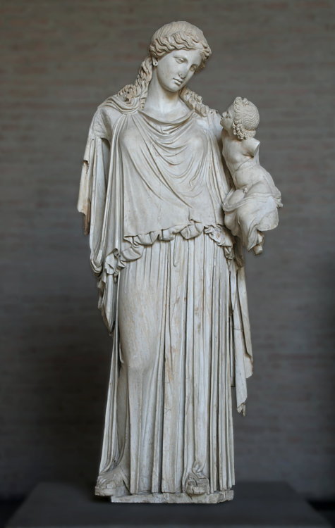 hildegardavon:EireneEirene, goddess of peace, and her baby son Ploutos, god of wealth. Roman copy of