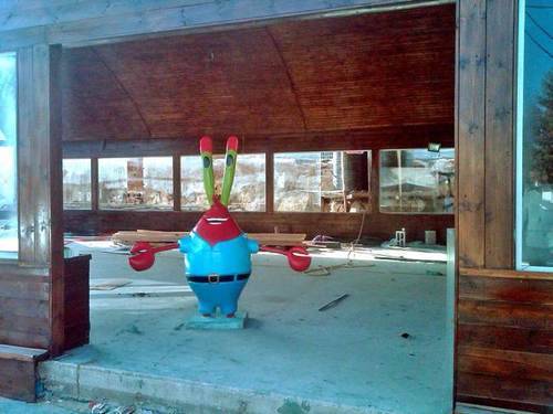 openlyawesome:  openlyawesome:  openlyawesome:  openlyawesome:  openlyawesome:  someone’s building an actual Krusty Krab less than 6 miles from where i live  no really, it’s in construction   it’s coming along nicely   they put up the flags   Updates: