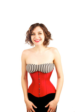 angelafriedman:  Custom corsetry by Angela Friedman: red underbust corset in 100% silk taffeta.  This is a modified (curvier) version of our RTW size S.  Photo by Sean Beach. Doesn’t Michelle look beautiful!? 