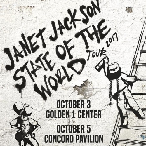 @JanetJackson announces her rescheduled N. California dates 10/3 @golden1center and 10/5 @concordpav