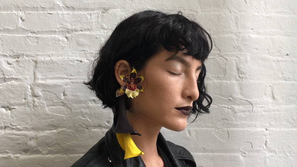 dar-a: rodarte fall 2016 orchid earrings by florist joseph free vogue.com 