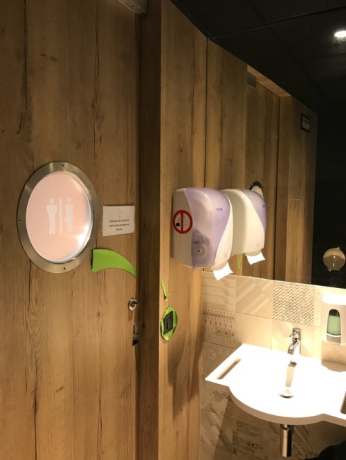 Cool tiny little unisex restroom at a tearoom in the shopping mall at Stockel near Brussels. I like