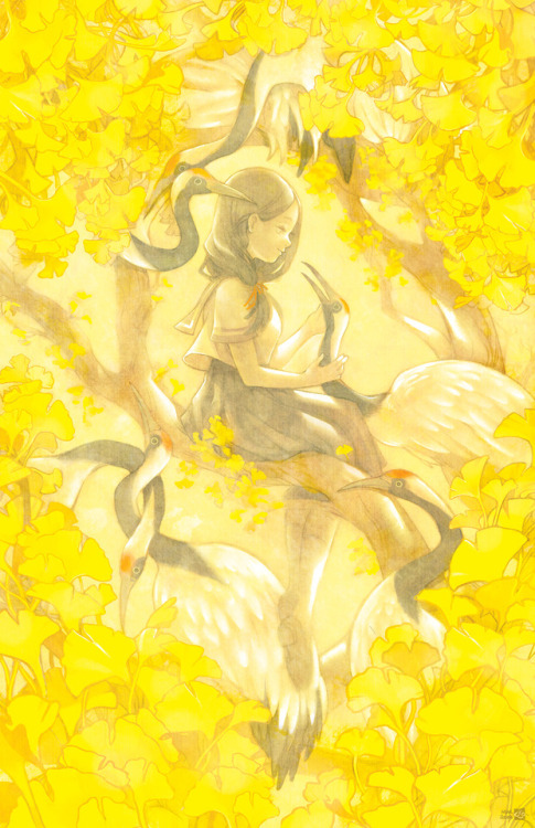 Piece for @lightgreyartlab ‘s ARBORETUM show!  Ginkgo trees are amazing! Did you know that they are 