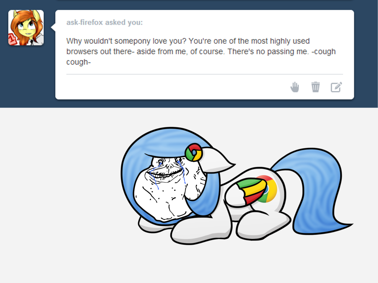 ask-googlechrome:  ((I realized that I tend to include a lot of my own emotions when