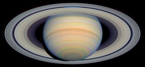 Saturn seen in visible light, infrared and ultravioletCredit: NASA/ESA and E. Karkoschka (University