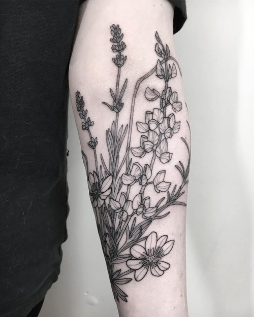 Colorado wild flowers #wildflowertattoo #botanicaltattoo #botanicaltattooartist #forearmtattoo #blac