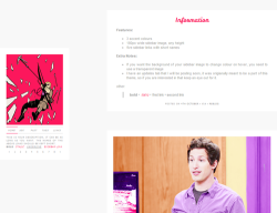 steyerogers:  Theme #05 by steyerogers (previously clintparton)  static preview | codeFeatures:  5 sidebar links3 accent colours180px wide sidebar, any heightsidebar image background can change colour on hover  Terms:  Do not claim as your own/remove