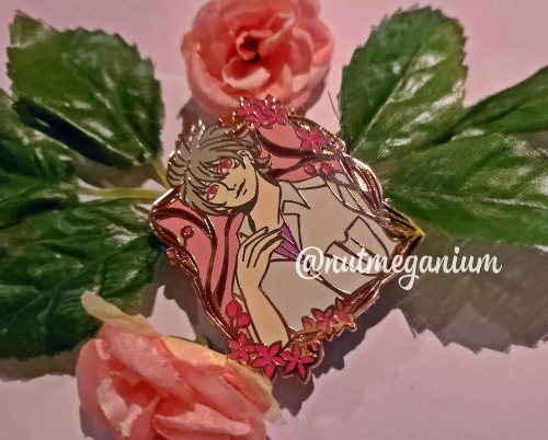 New merch update! :)I made a Kaworu enamel pin with Art Nouveau elements. He’s 2 inches tall (so he’