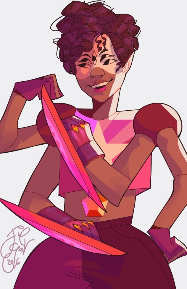 saceri-art:  steven fused with the gems! (left to right: carnelian, rainbow quartz,