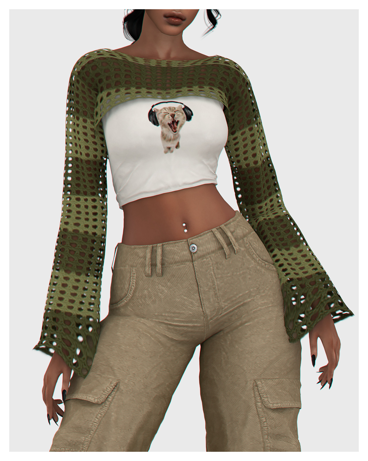 Long Sleeve Crochet Crop Top - The Sims 4 Create a Sim - CurseForge