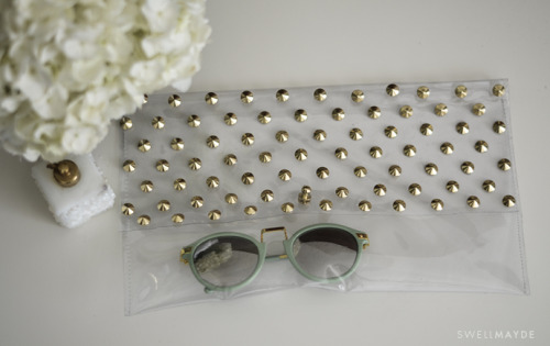 DIY Clear Plastic Studded Envelope Clutch Tutorial from Swellmayde here. I have sewn thousand of the