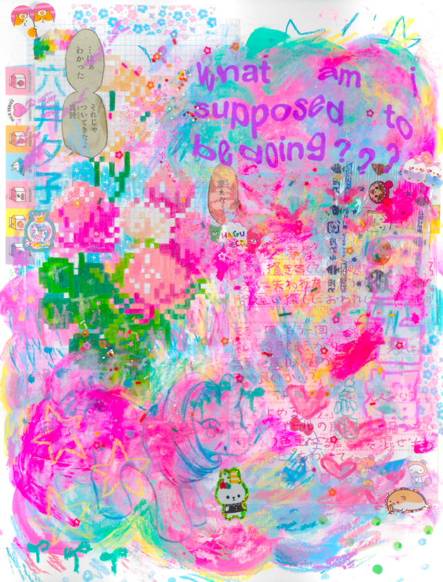 feeling lost, 2020 mixed media collage on bristol paper 9″x12″