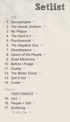 Slipknot Setlist From Okc Show 11/5/14