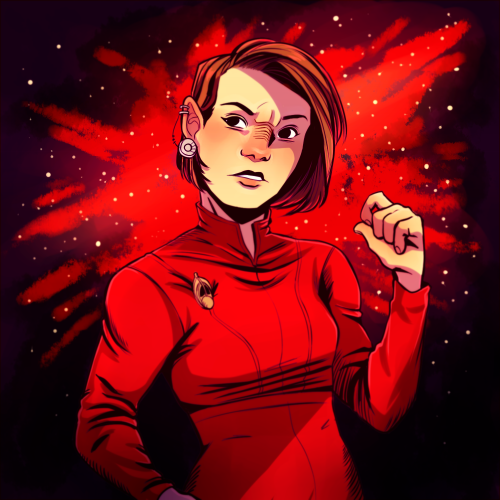 cloakedromulanwarbird:doodlingleluke:A kira for my huevember day 9! gul dukat don’t interact. [Start