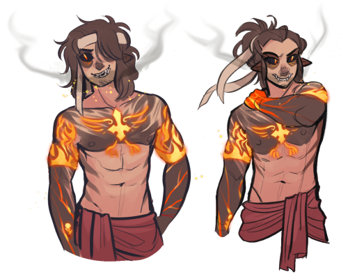 c!Sapnap with the tats + I headcanon they glow in his demon panda form.You guys uh, certainly respon