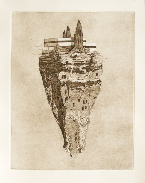 Tristram Lansdowne&lsquo;Axis Mundi&rsquo;, 2012, watercolor on paper'Beacon&rsquo;, 2012, watercolor on paper'Precipice