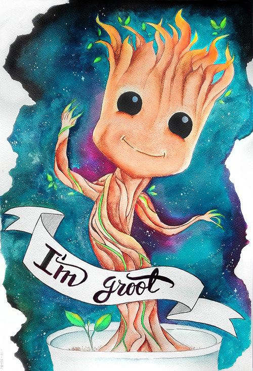 Watercolor, Baby Groot 