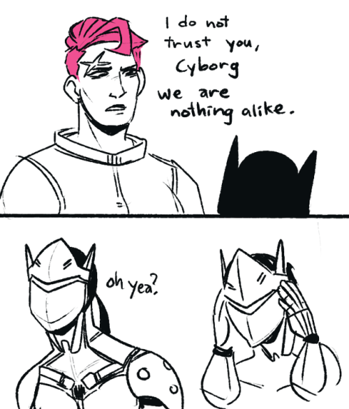 7clubs:   bonding over nice hair   i saw pink genji at some point and i had an idea suddenly… enjoy 