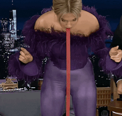 Millie Bobby Brownimpressive skills... #millie bobby brown #blonde#funny #lady in purple  #putting things in her mouth