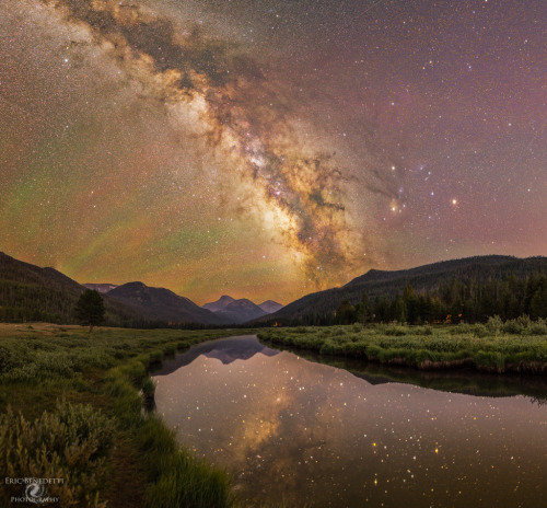 Milky Way reflected in the Bear River at Christmas Meadows, Utah js