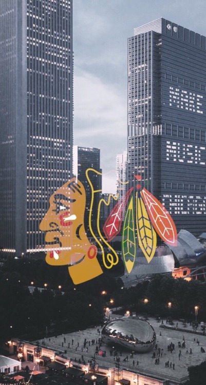 Chicago Blackhawks logo + skyline /requested by @austonmatth3ws/