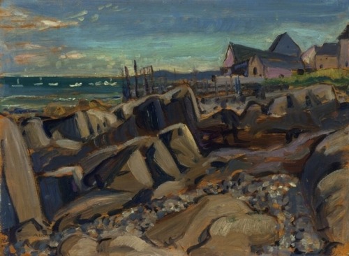 Arthur Lismer, Fishing Village, New Brunswick, 1929, oil on wood, 29.8 x 40.4 cm, National Gallery o