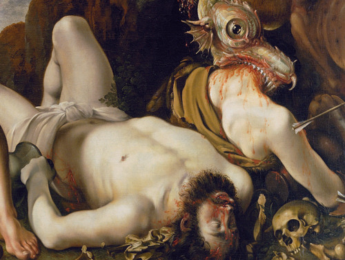 v-ersacrum:Hendrick Goltzius, Cadmus slays the dragon (details), between 1573 and 1617