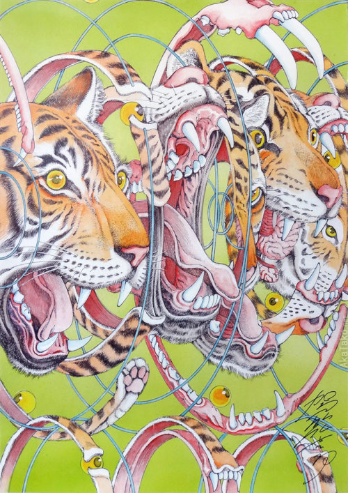 SIGNED Shintaro Kago Tiger poster is B2 size 20.25&quot; x 28.675&quot; (51.5x72.8cm). Limit