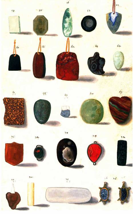 widenerlibrary:  Gems, stones and amulets typical of curiosity cabinets- agates, jaspers and jades v