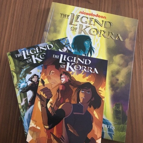 Mike and I signed these three Korra books for the upcoming Anime Boston charity auction to benefit t