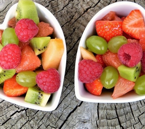 Fruit Salad Bowl With Raspberries, Kiwi, Grapes And Cantaloupe Recipe