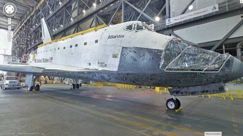 streetview-snapshots: Space Shuttle Atlantis undergoing modifications for retirement, January 2012
