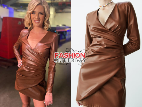 Faux Leather Dress in Light Brown from Zara