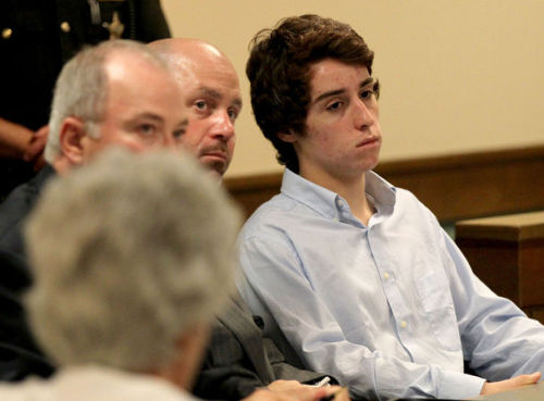 Chardon High School shooter Thomas T.J. Lane listening to testimony (May 24, 2012)