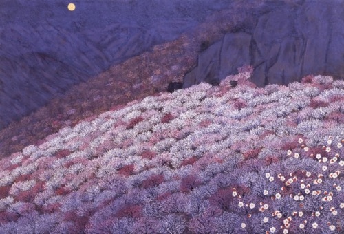 Reiji Hiramatsu aka 平松礼二 (Japanese, b. 1941, Tokyo, Japan) - Party of Plum  Japanese Paintings