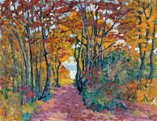 Autumnal View Through Forest  -  Ernst Samuel Geiger  1916German, 1876-1965