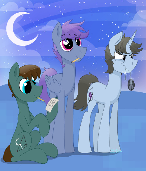 mymineawesome:  My part part of art trade with the awesome Echorelic!  ponies from left to right, Timid (link), Drip (link), and Wild  Oh damn this is just TOO friggin cute! I absolutely love it in every way! Especially how I look like I’m in