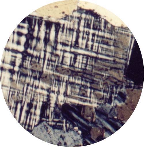Microcline twinning This photo is what you see when looking at a thin section of the mineral microcl