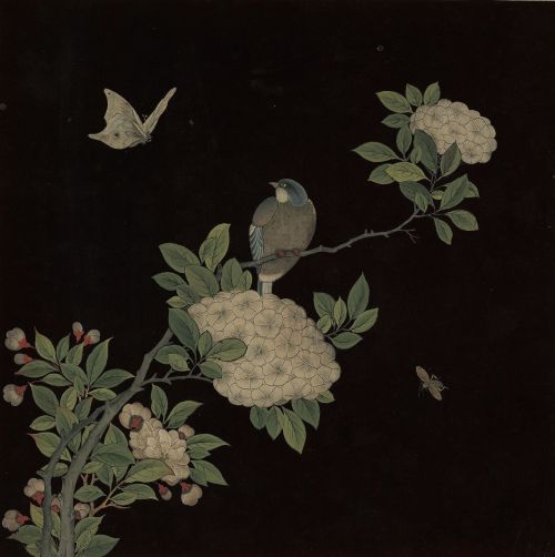 traditional-chinese-art:Anonymous, Qing dynasty (1644-1911) 冊, 絹本設色 Album of Lacquered Silk Painting