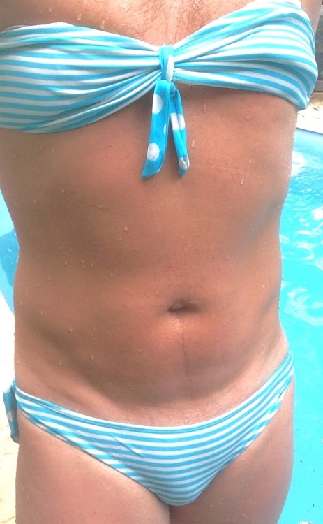 partimeguy:  sohard69blu: What a beautiful day for lazing in the pool 👙  In honor of the warm weather, the swimsuit edition  Guys in two piece swimsuits should be posted more often