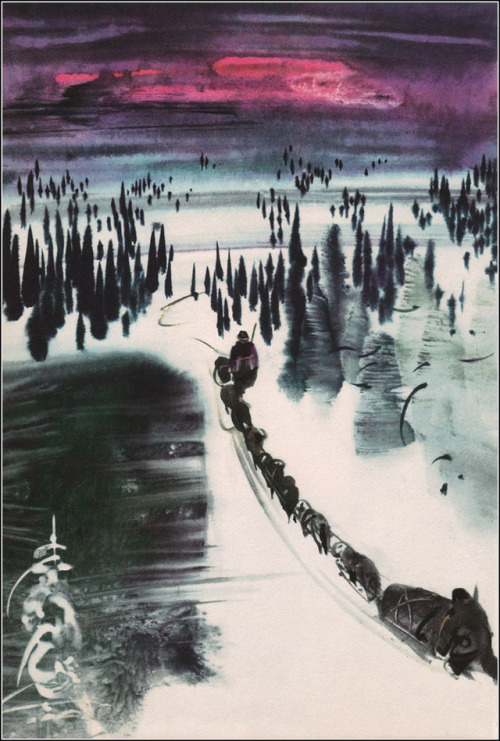 nobrashfestivity:Mirko Hanák, Illustrations for Call of the Wild and White Fang