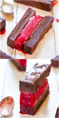 fullcravings:  Fudgy Brownie and Raspberry Ice Cream Sandwiches